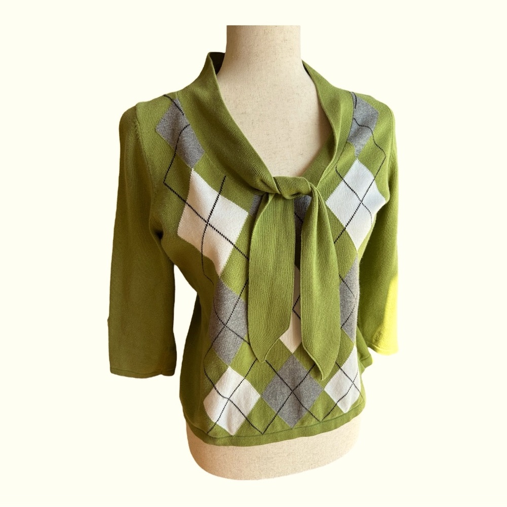 Spring green sweater by Tailor clothing by B Moss.  Size M